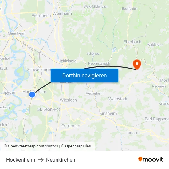 Hockenheim to Neunkirchen map