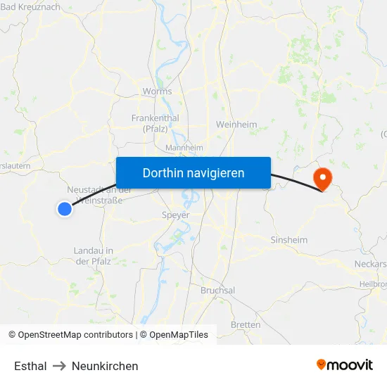 Esthal to Neunkirchen map