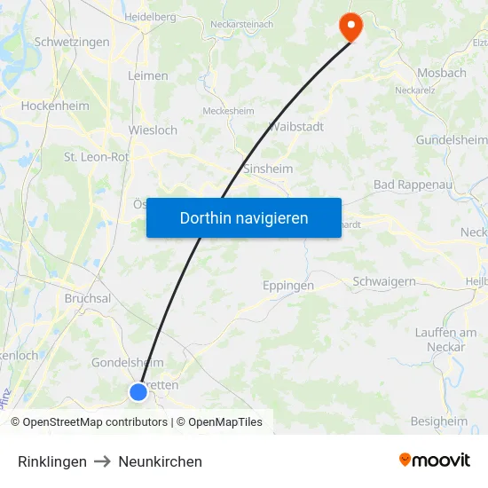 Rinklingen to Neunkirchen map