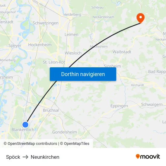 Spöck to Neunkirchen map