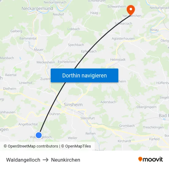 Waldangelloch to Neunkirchen map