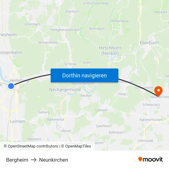 Bergheim to Neunkirchen map