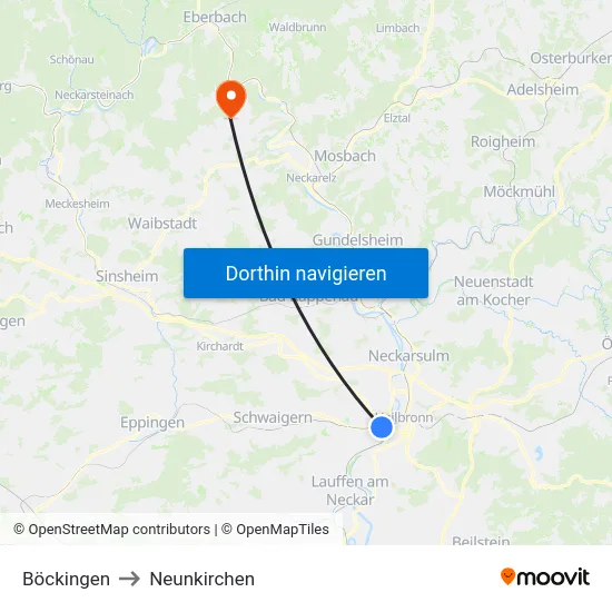 Böckingen to Neunkirchen map