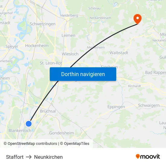 Staffort to Neunkirchen map