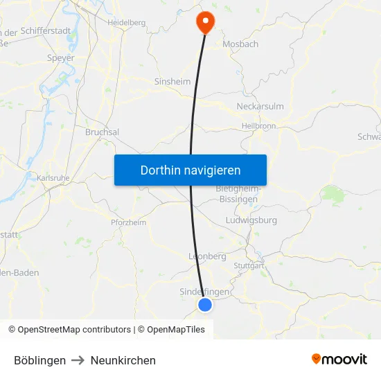 Böblingen to Neunkirchen map