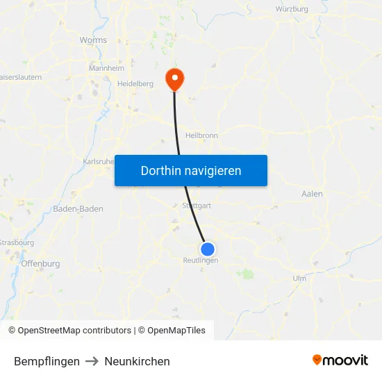 Bempflingen to Neunkirchen map
