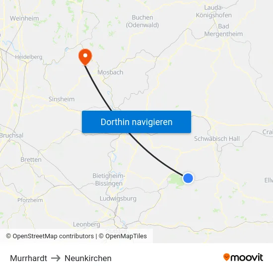 Murrhardt to Neunkirchen map