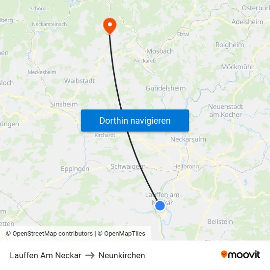 Lauffen Am Neckar to Neunkirchen map