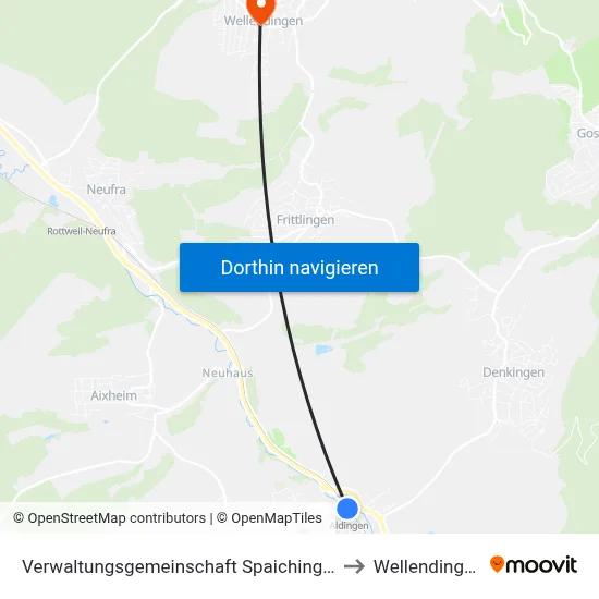 Verwaltungsgemeinschaft Spaichingen to Wellendingen map