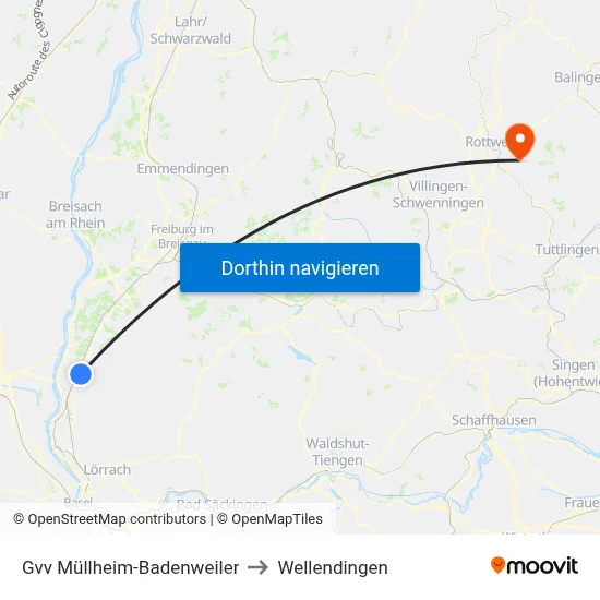 Gvv Müllheim-Badenweiler to Wellendingen map