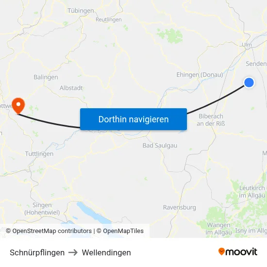 Schnürpflingen to Wellendingen map