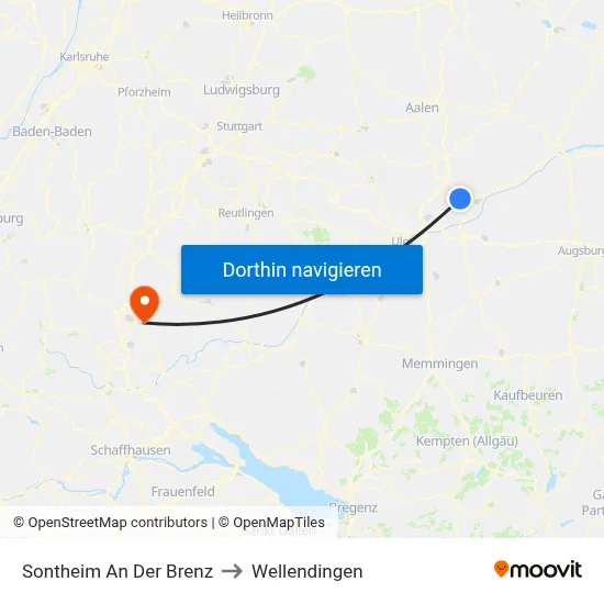 Sontheim An Der Brenz to Wellendingen map