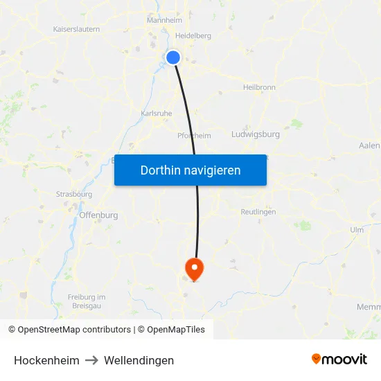 Hockenheim to Wellendingen map