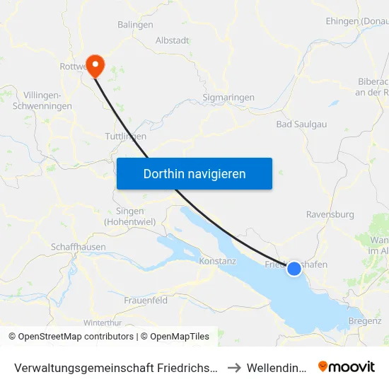 Verwaltungsgemeinschaft Friedrichshafen to Wellendingen map