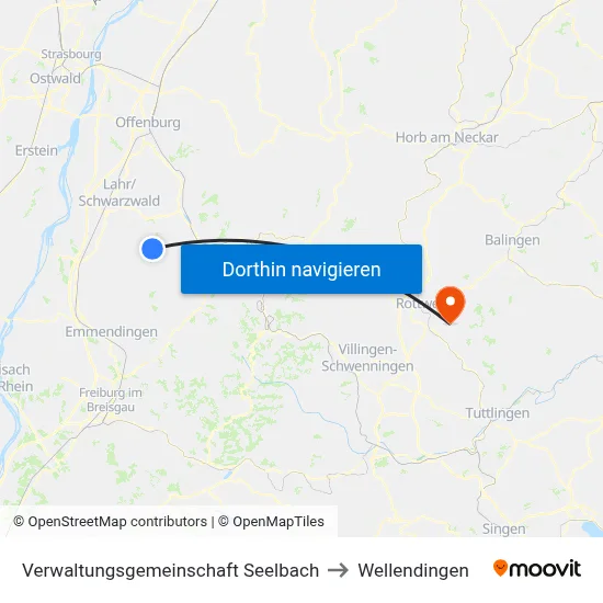 Verwaltungsgemeinschaft Seelbach to Wellendingen map