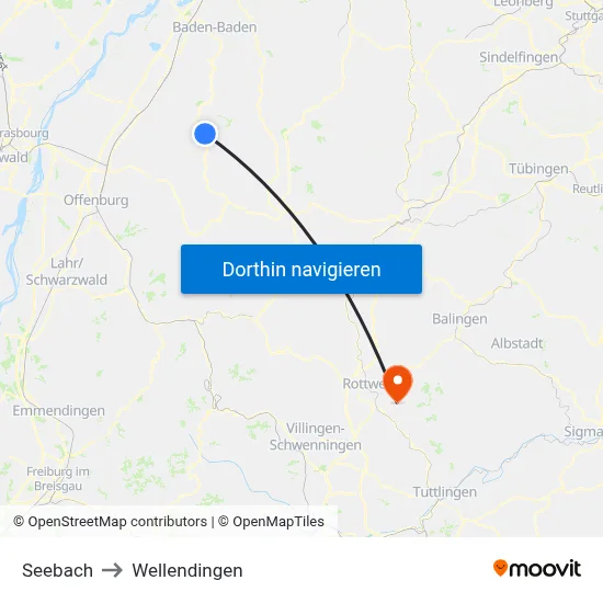 Seebach to Wellendingen map