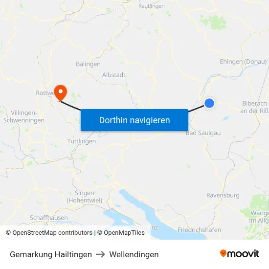 Gemarkung Hailtingen to Wellendingen map