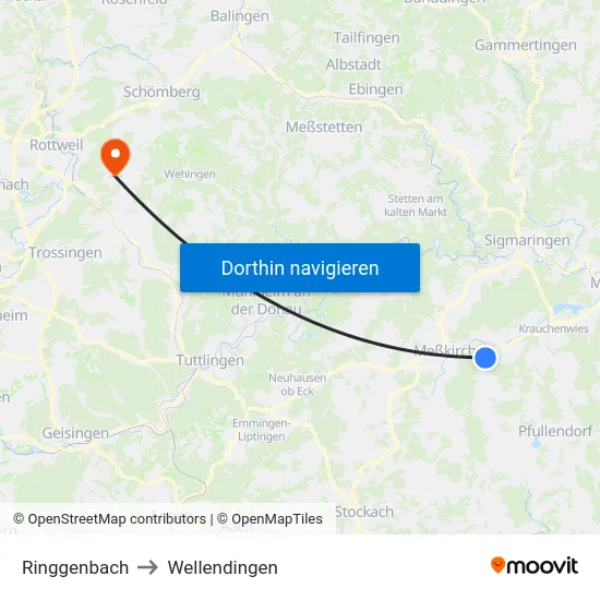Ringgenbach to Wellendingen map