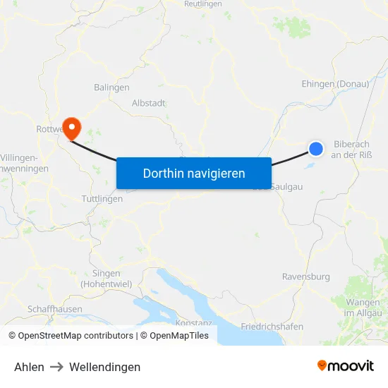 Ahlen to Wellendingen map