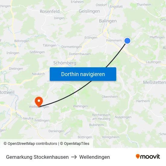 Gemarkung Stockenhausen to Wellendingen map