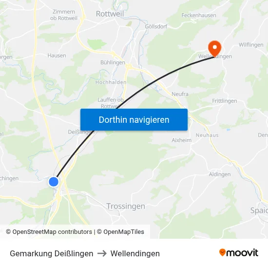 Gemarkung Deißlingen to Wellendingen map