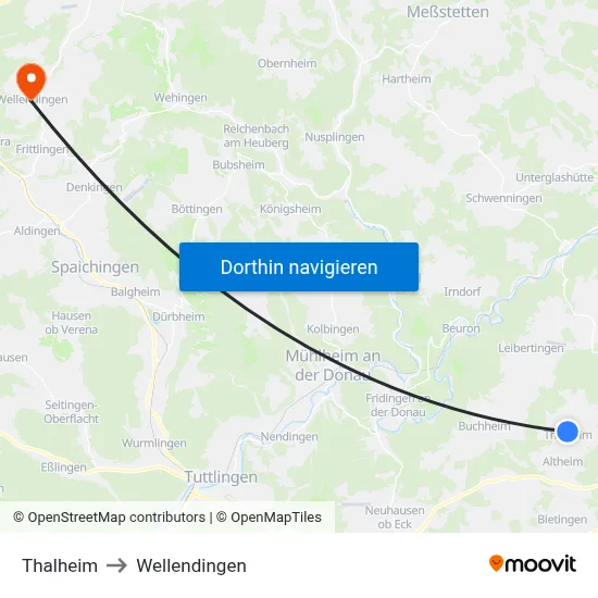 Thalheim to Wellendingen map