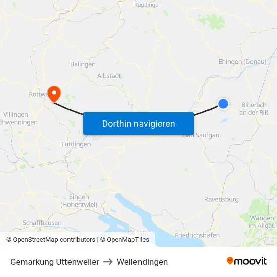 Gemarkung Uttenweiler to Wellendingen map