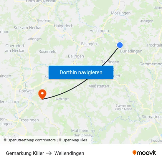 Gemarkung Killer to Wellendingen map