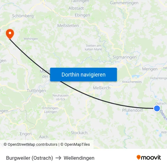 Burgweiler (Ostrach) to Wellendingen map