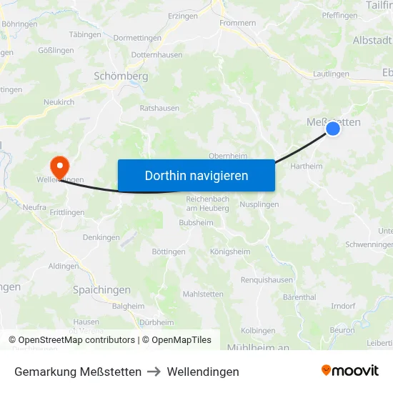 Gemarkung Meßstetten to Wellendingen map