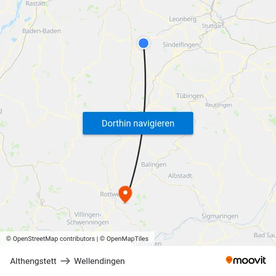 Althengstett to Wellendingen map