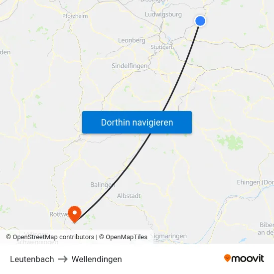 Leutenbach to Wellendingen map