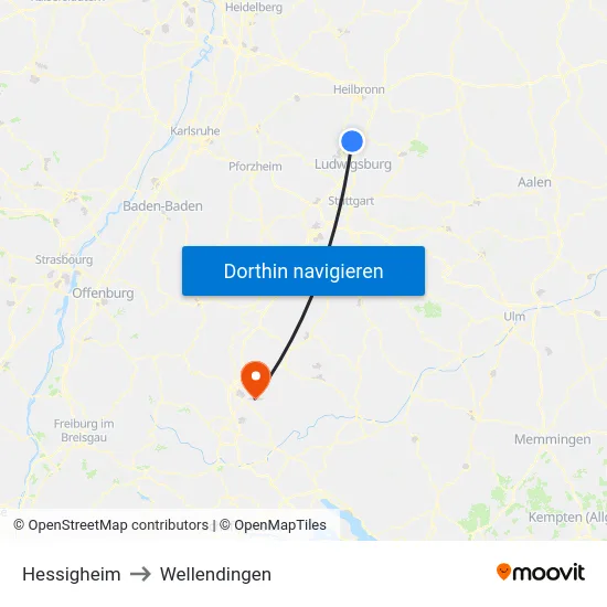 Hessigheim to Wellendingen map