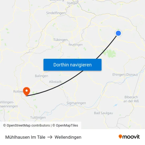 Mühlhausen Im Täle to Wellendingen map
