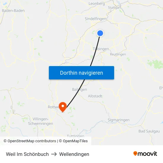 Weil Im Schönbuch to Wellendingen map