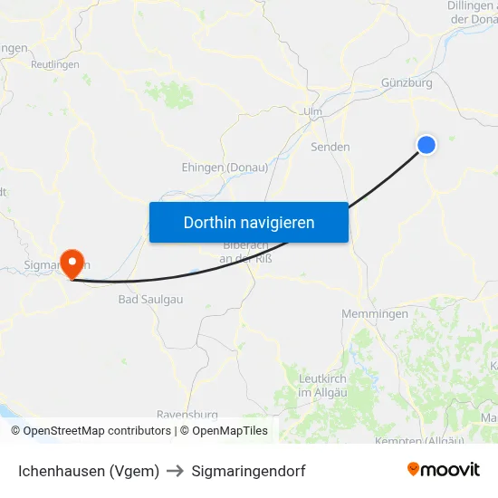 Ichenhausen (Vgem) to Sigmaringendorf map