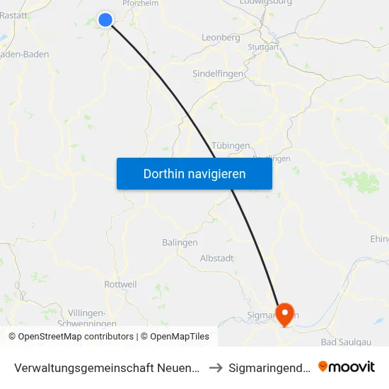 Verwaltungsgemeinschaft Neuenbürg to Sigmaringendorf map