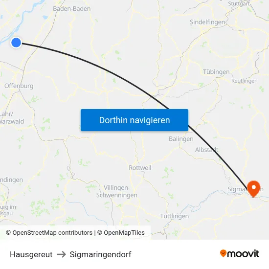 Hausgereut to Sigmaringendorf map