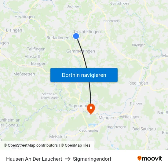 Hausen An Der Lauchert to Sigmaringendorf map