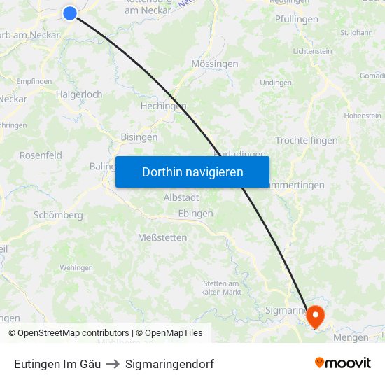Eutingen Im Gäu to Sigmaringendorf map