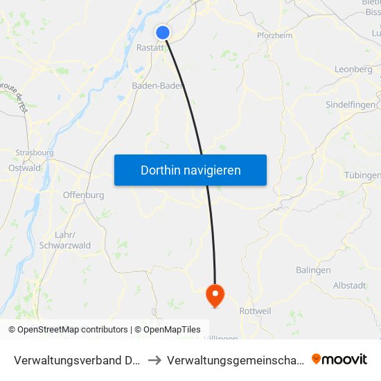 Verwaltungsverband Durmersheim to Verwaltungsgemeinschaft Dunningen map