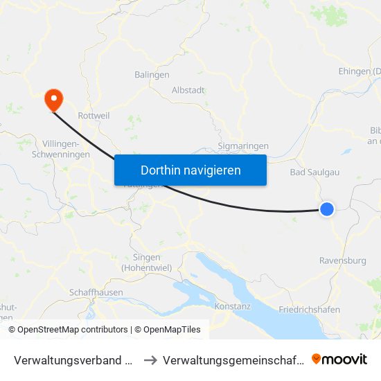 Verwaltungsverband Altshausen to Verwaltungsgemeinschaft Dunningen map