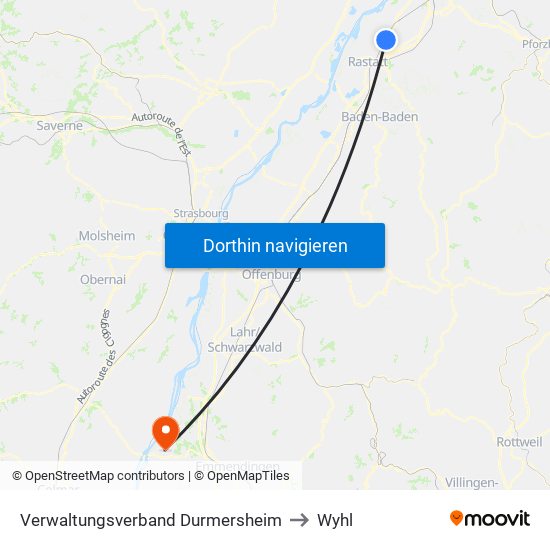 Verwaltungsverband Durmersheim to Wyhl map