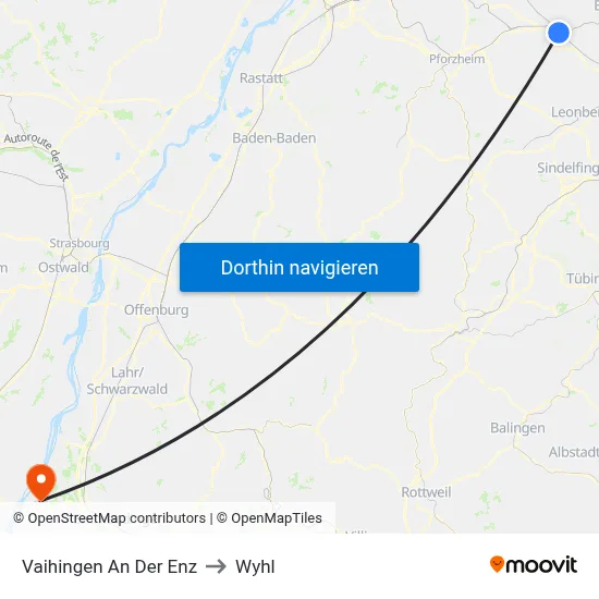 Vaihingen An Der Enz to Wyhl map