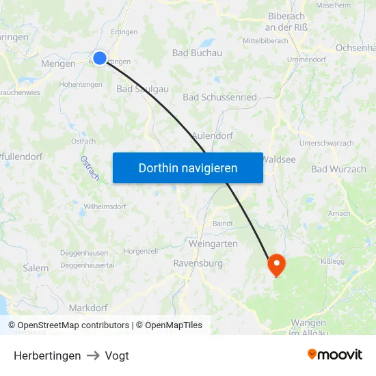 Herbertingen to Vogt map