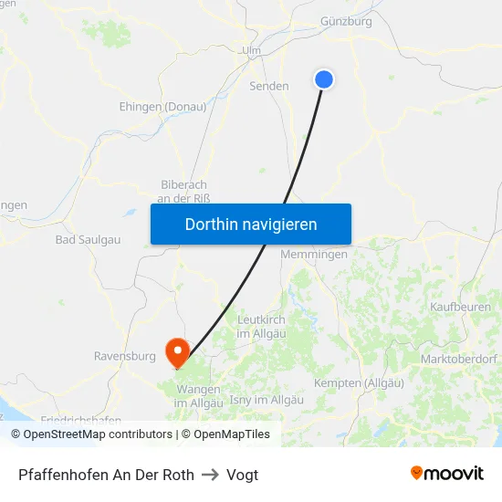 Pfaffenhofen An Der Roth to Vogt map
