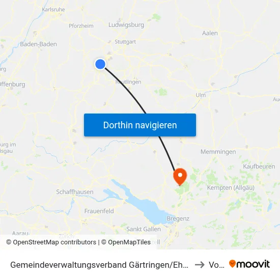 Gemeindeverwaltungsverband Gärtringen/Ehningen to Vogt map