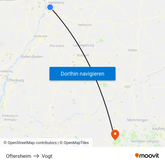 Oftersheim to Vogt map
