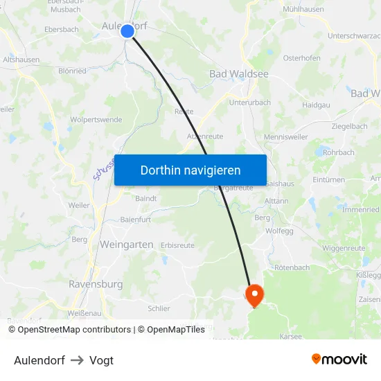 Aulendorf to Vogt map