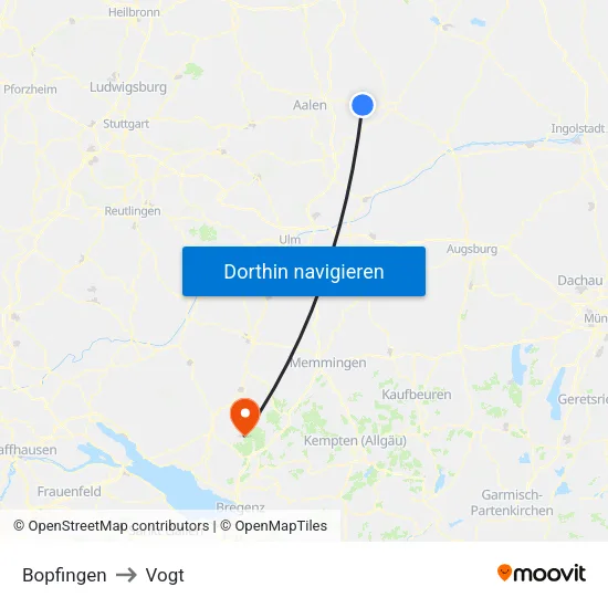 Bopfingen to Vogt map